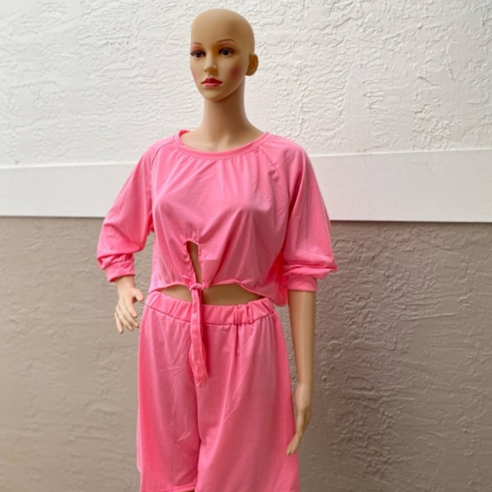 TIE KNOT SHORT SLEEVE SHORTS SET